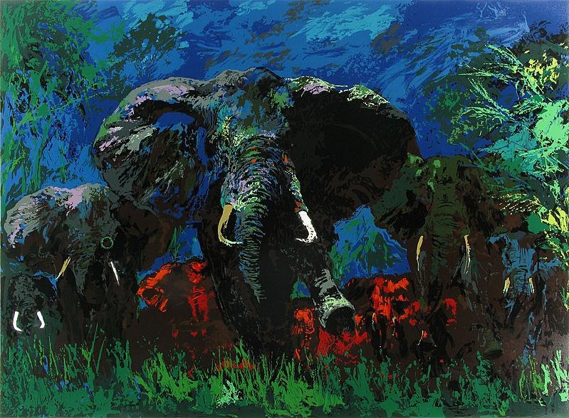 Leroy Neiman Elephant Stampede
